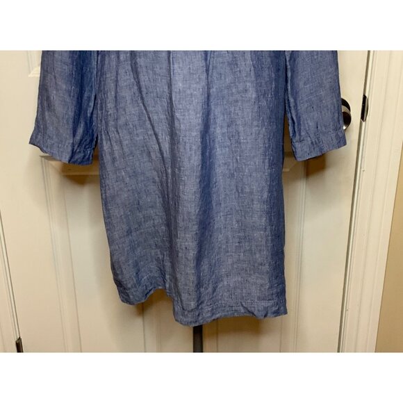 Boden Blue Chambray Denim Pom-Pom Bib Tunic Top, Size 8P - Picture 3 of 7